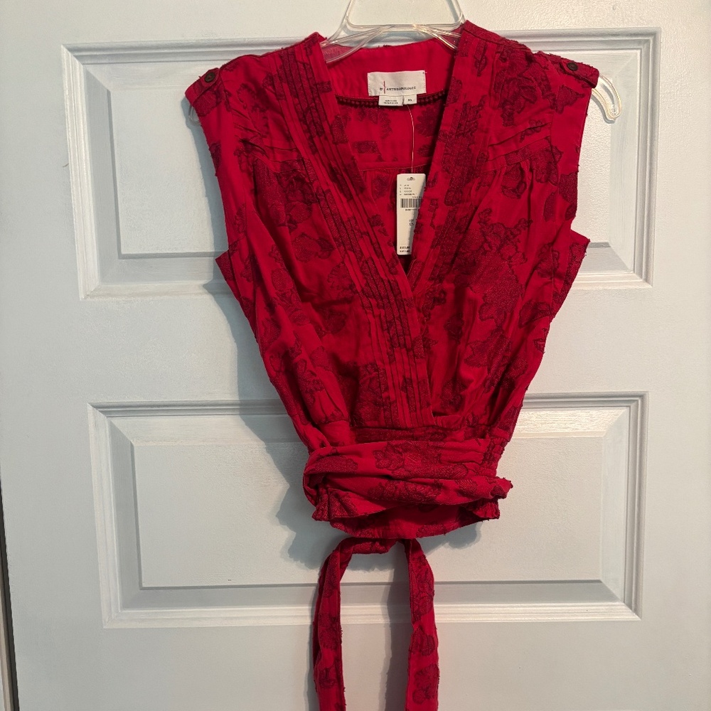 Anthropologie Sleeveless Wrap Top – Red Motif - Picture 5 of 8